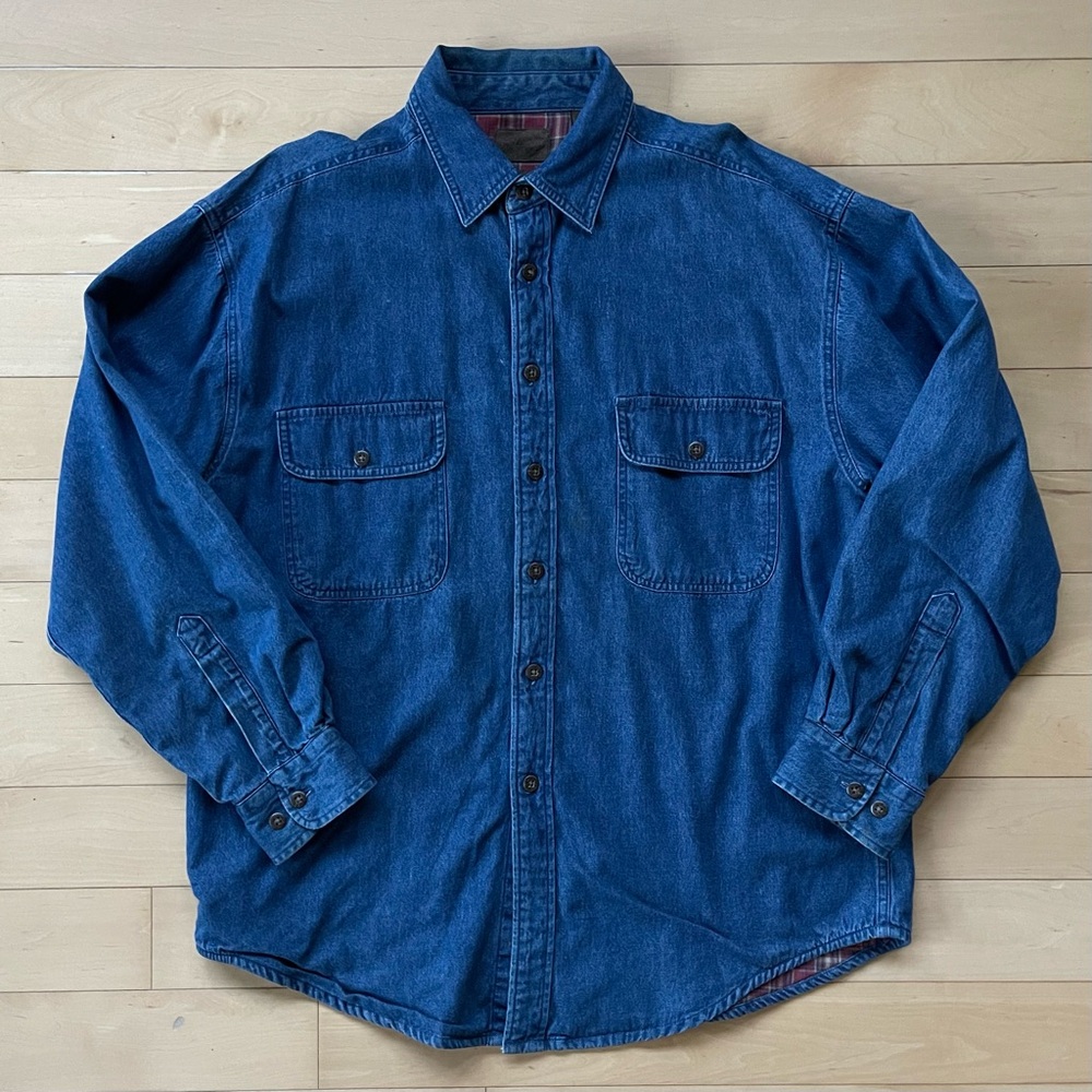 St. John’s Bay Men's Blue Denim Flannel-Lined Shirt Jacket